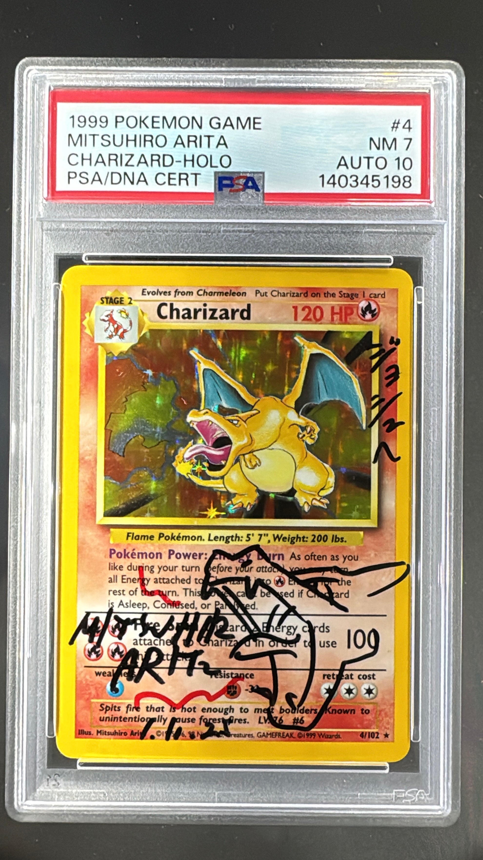 Pokemon Charizard Mitshuhiro Auto PSA 7 - Auto 10 1999