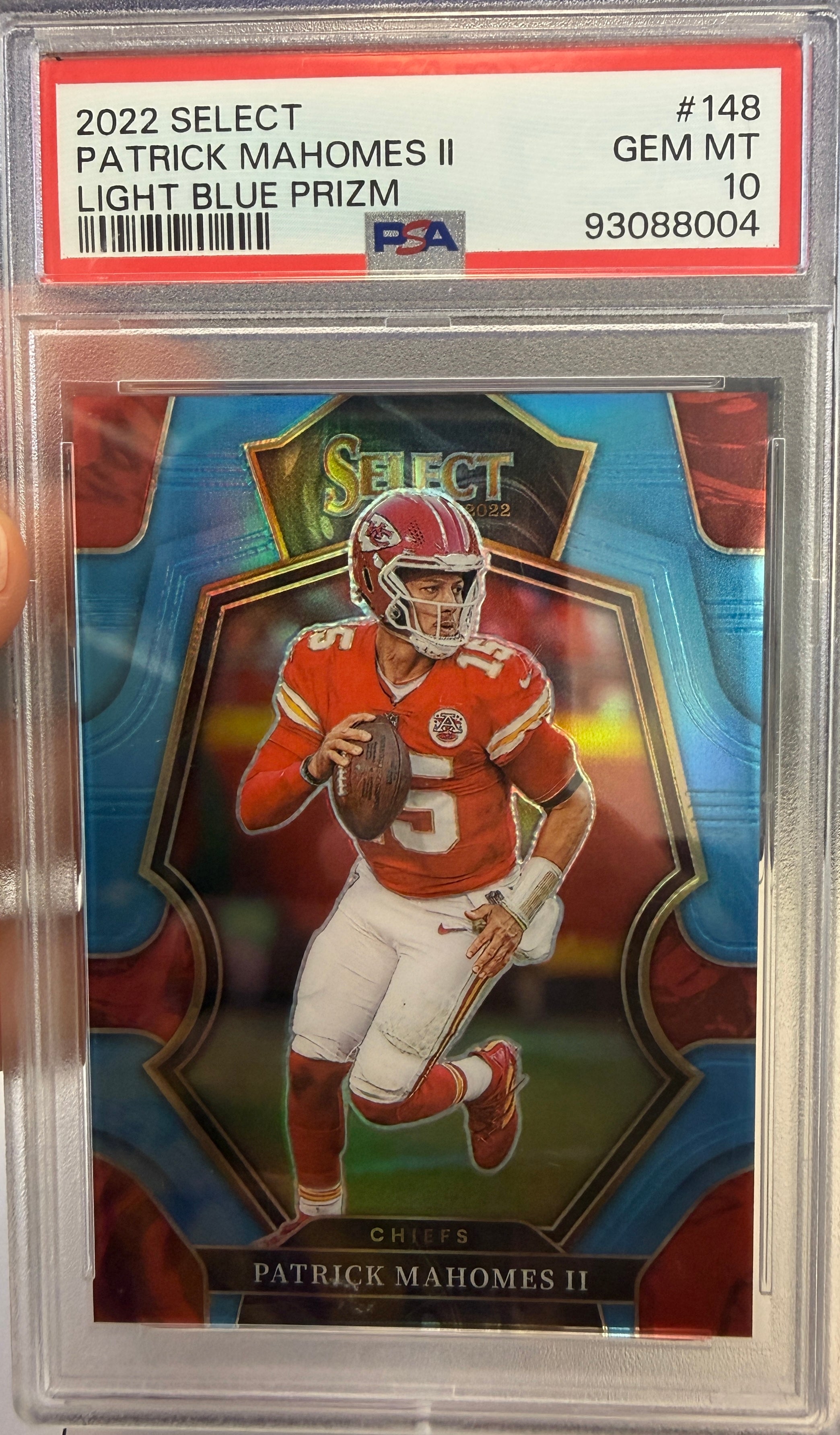2022 Select Patrick Mahomes Light Blue Prizm #148 Limited 59/99 PSA 10