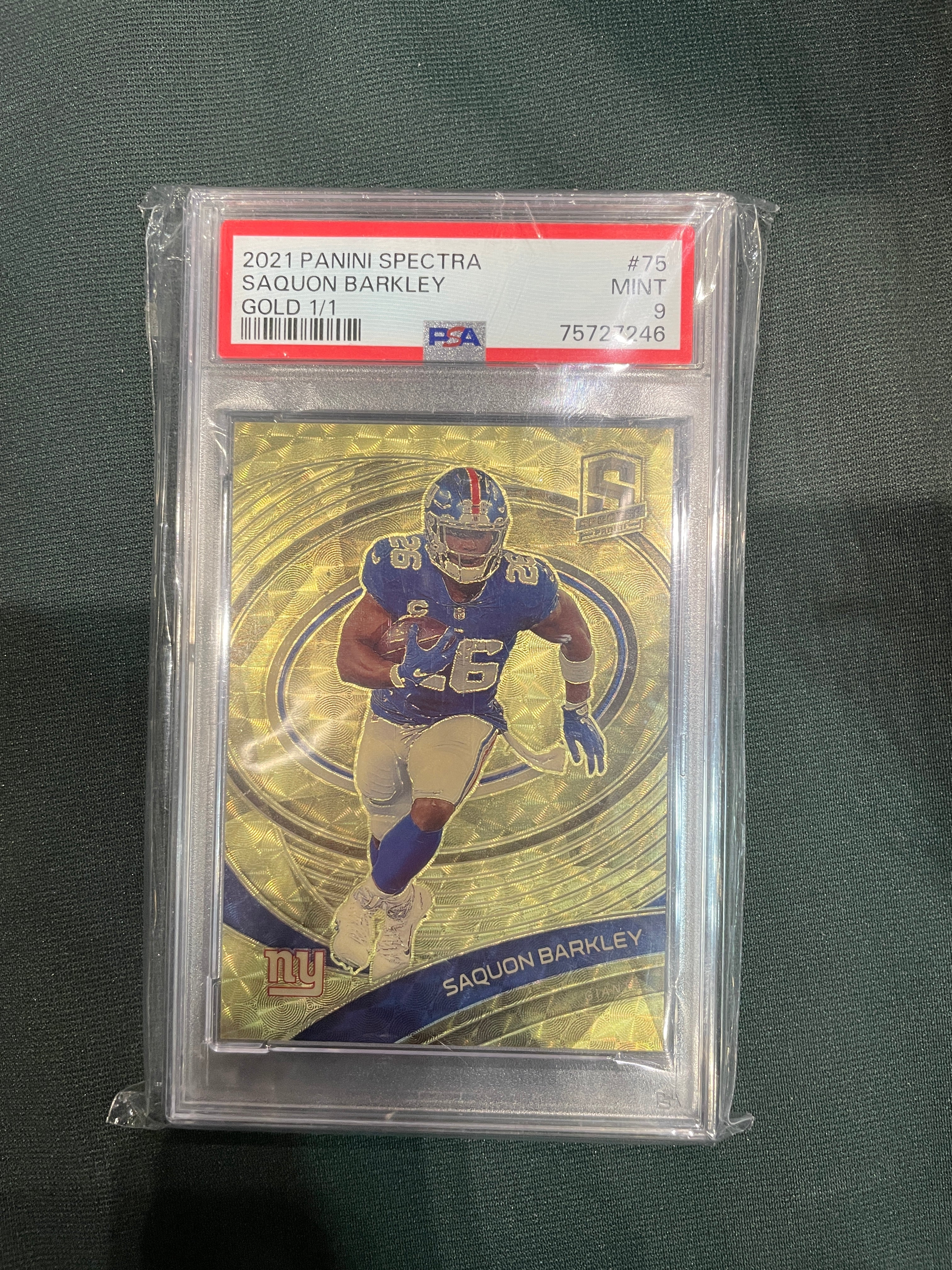 2021 Panini Spectra Saquon Barkley Gold 1/1 PSA 9