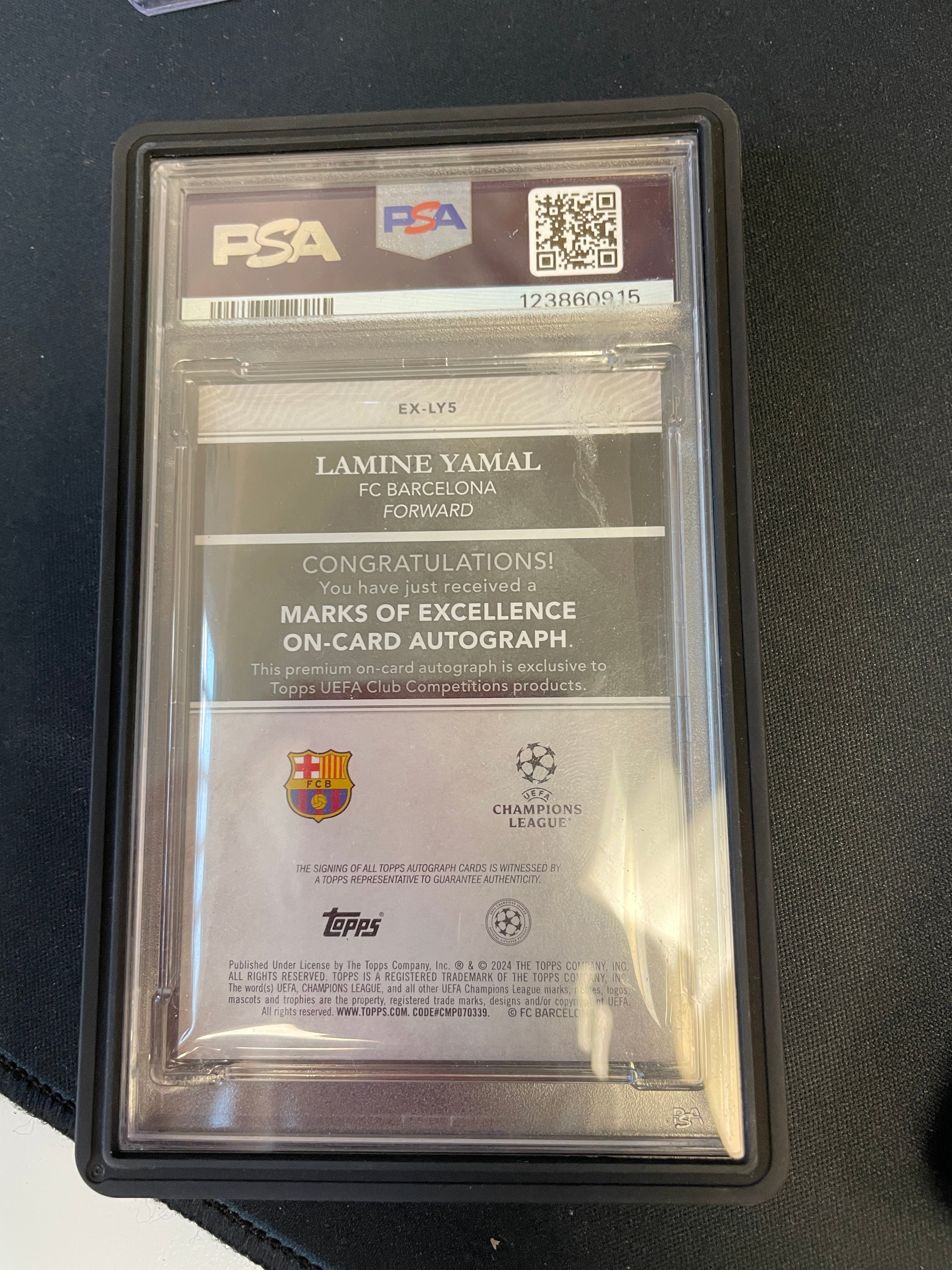 Lamine Yamal Barcelona Marks of Excellence Auto /25 PSA 9 AUTO 10