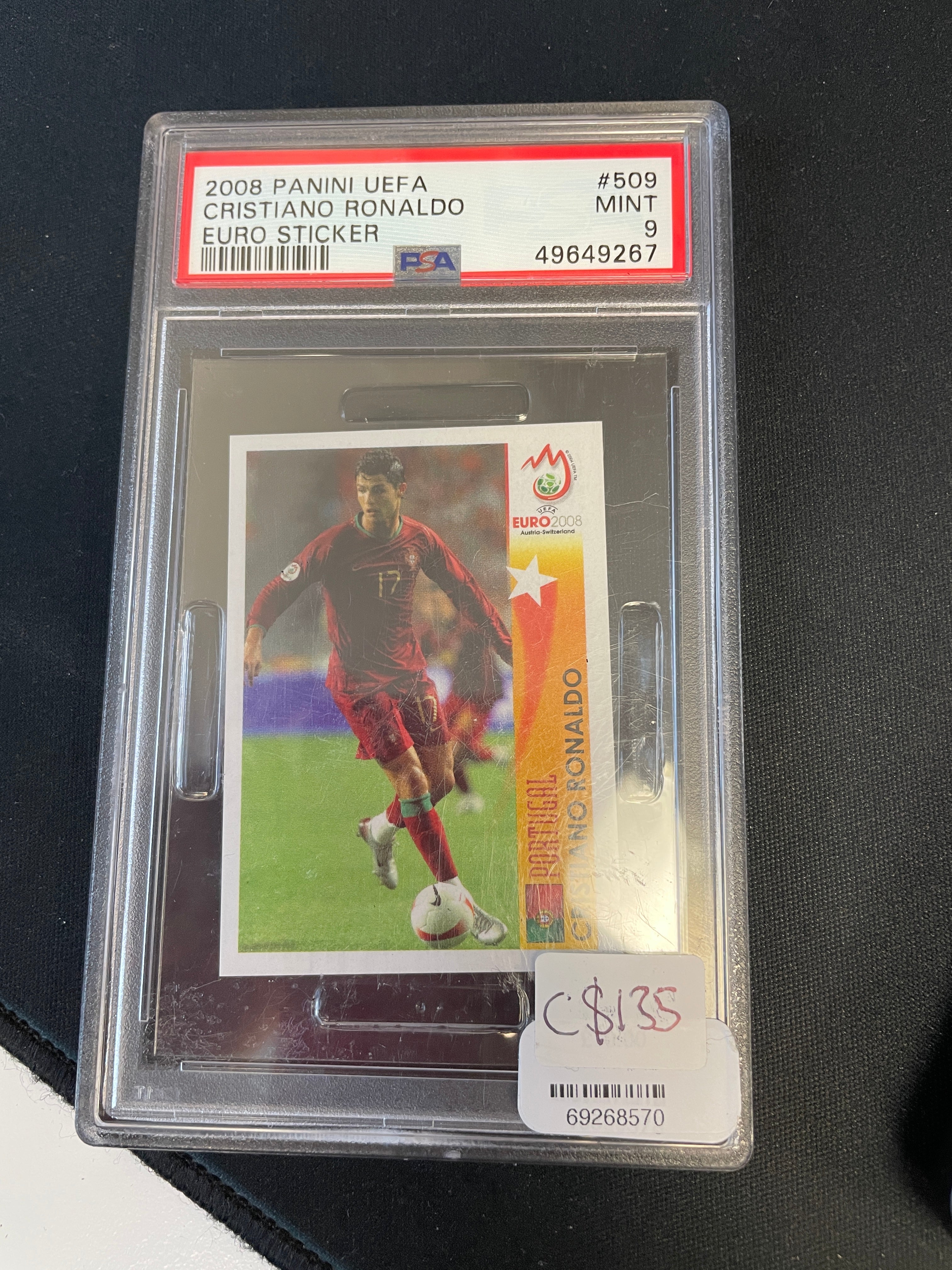 2008 Panini UEFA Euro Sticker Cristiano Ronaldo #509 PSA 9 MINT