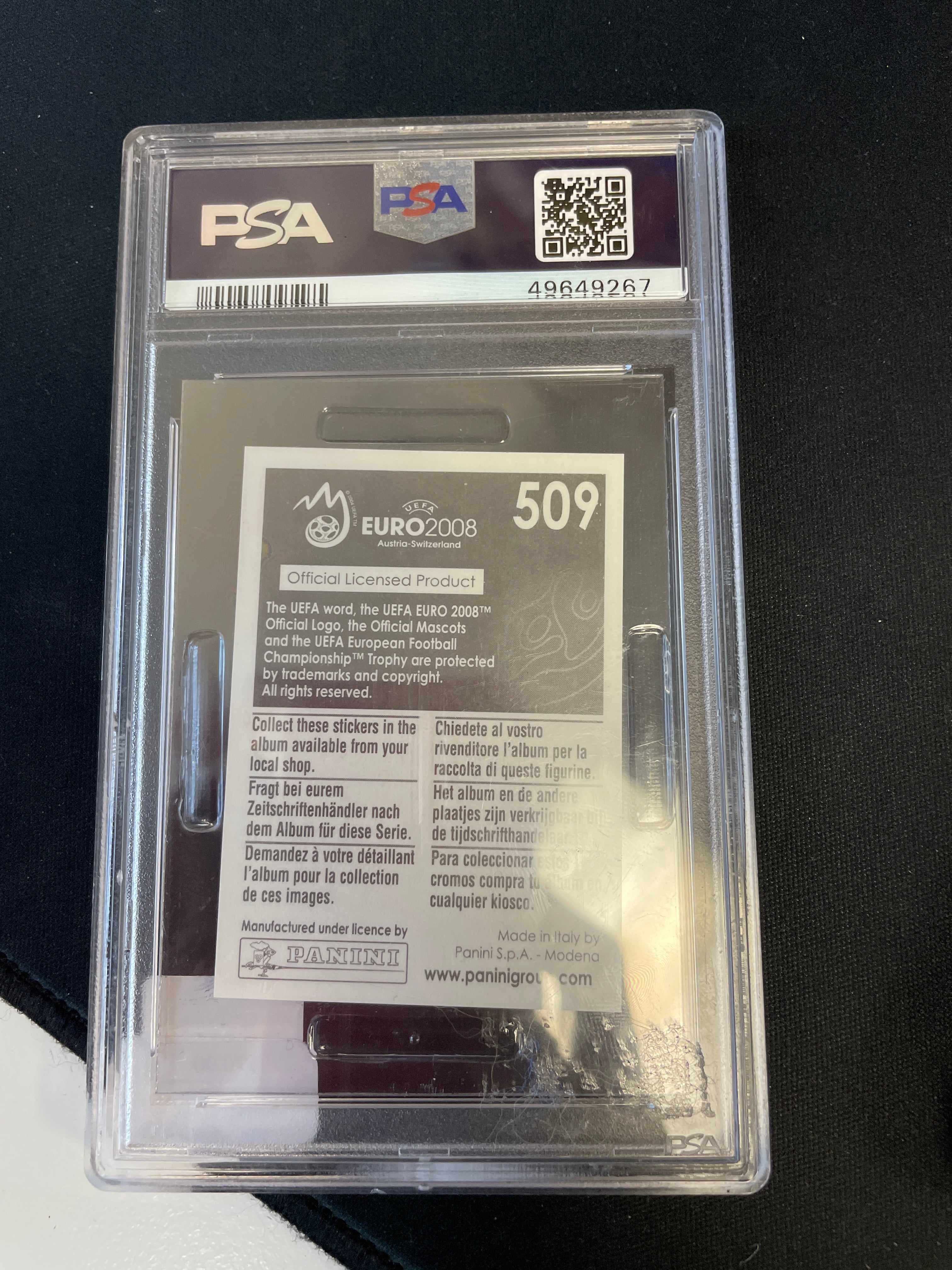 2008 Panini UEFA Euro Sticker Cristiano Ronaldo #509 PSA 9 MINT