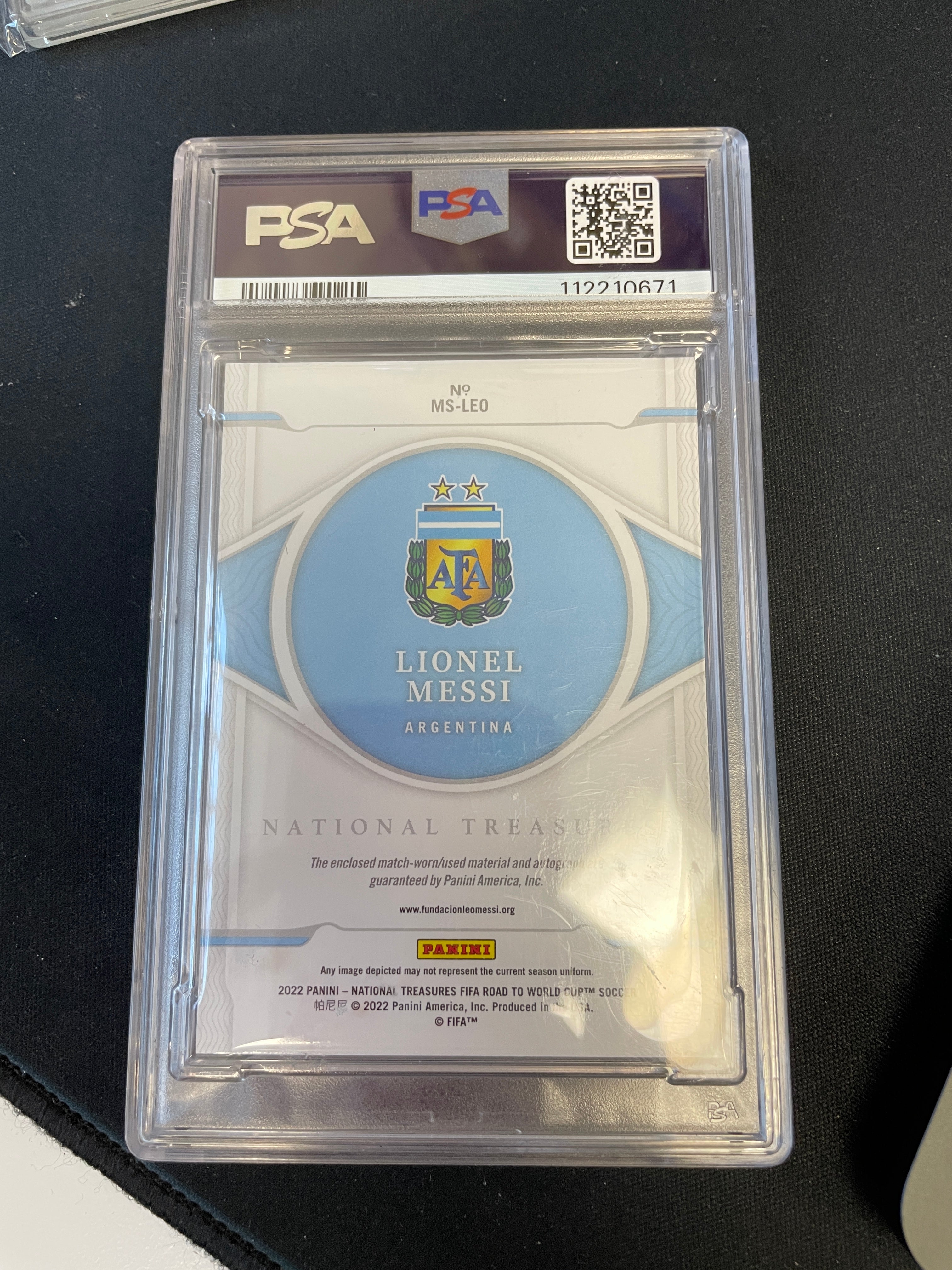 2022 National Treasures FIFA World Cup Ruby Lionel Messi PATCH AUTO /5 #LEO PSA 7 NRMT