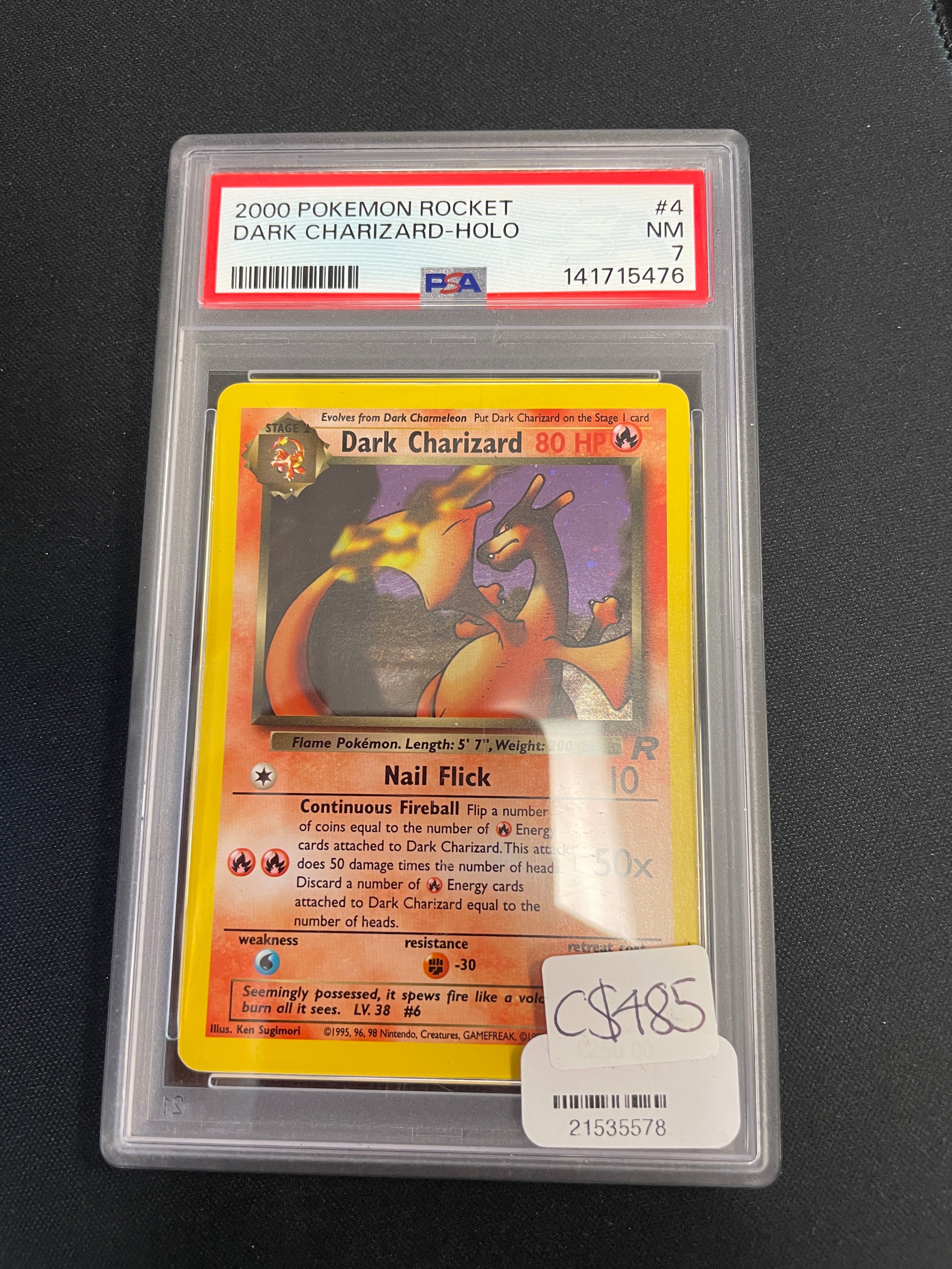 Pokemon Dark Charizard Unlimited PSA 7