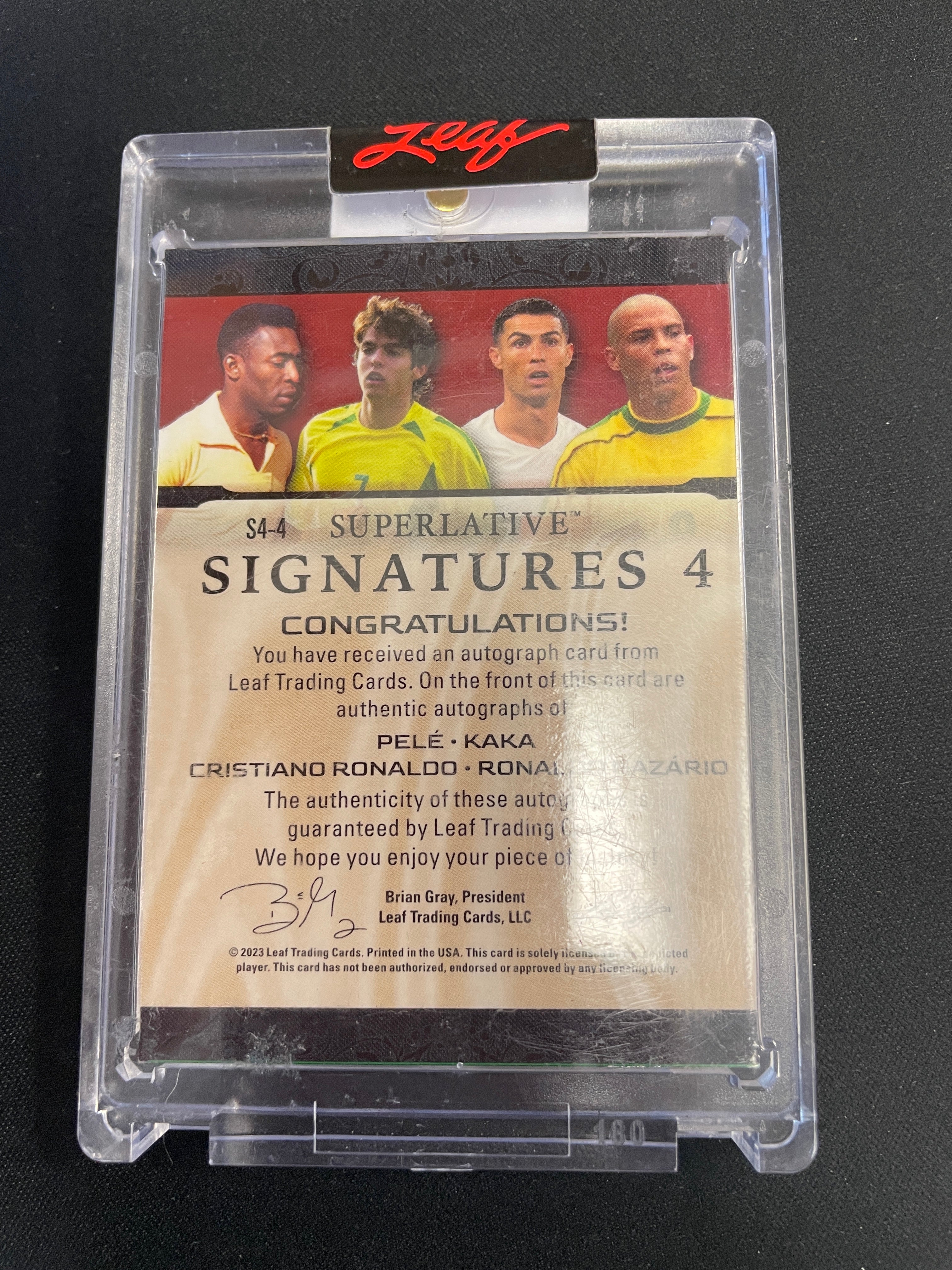 2023 Leaf Superlative 4 Green Sparkle Pele Kaka Cristiano Ronaldo Nazario AUTO 1/1 #S4-4