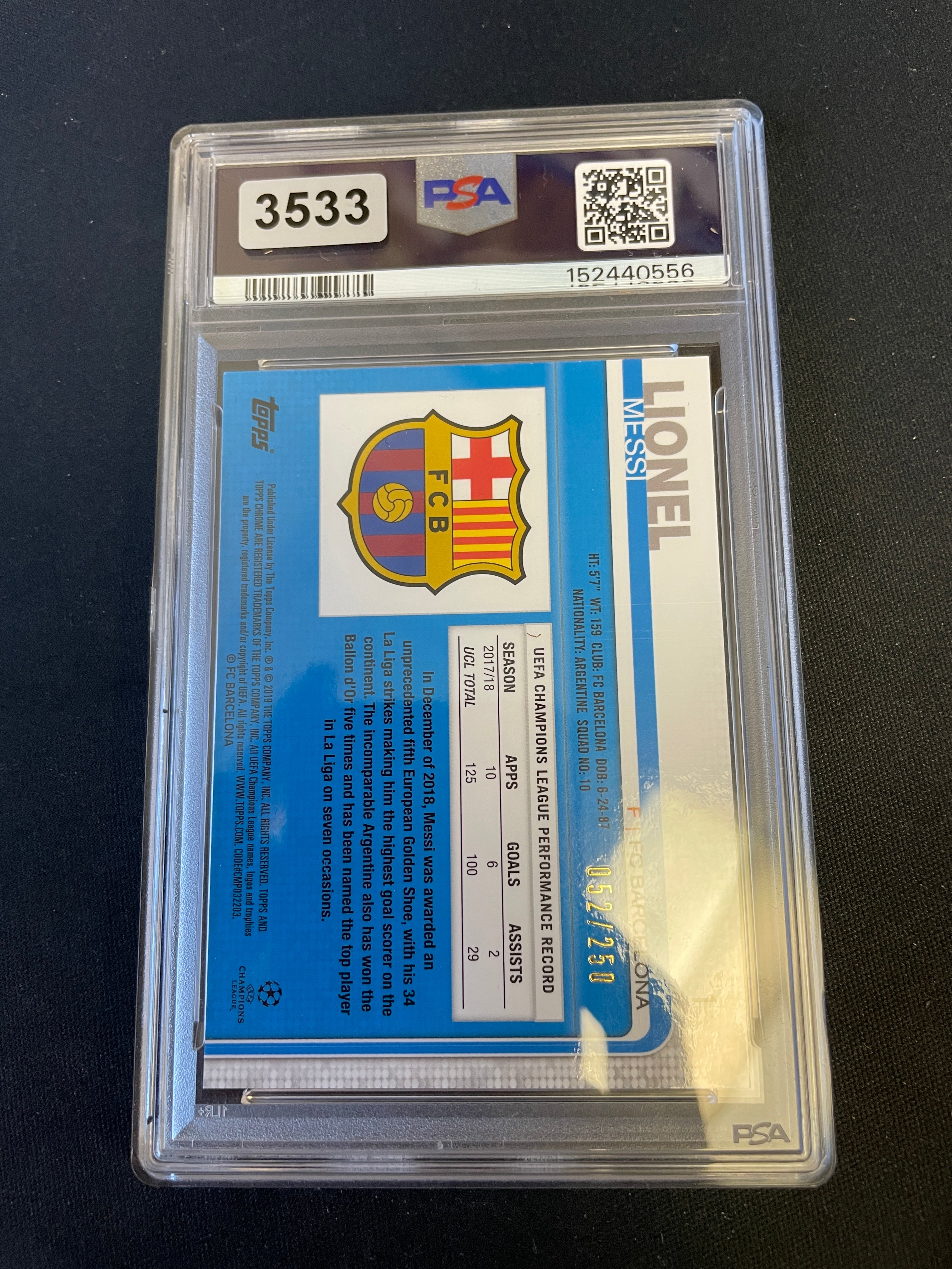 Lionel Messi Topps Chrome 2018 PSA 9 Purple