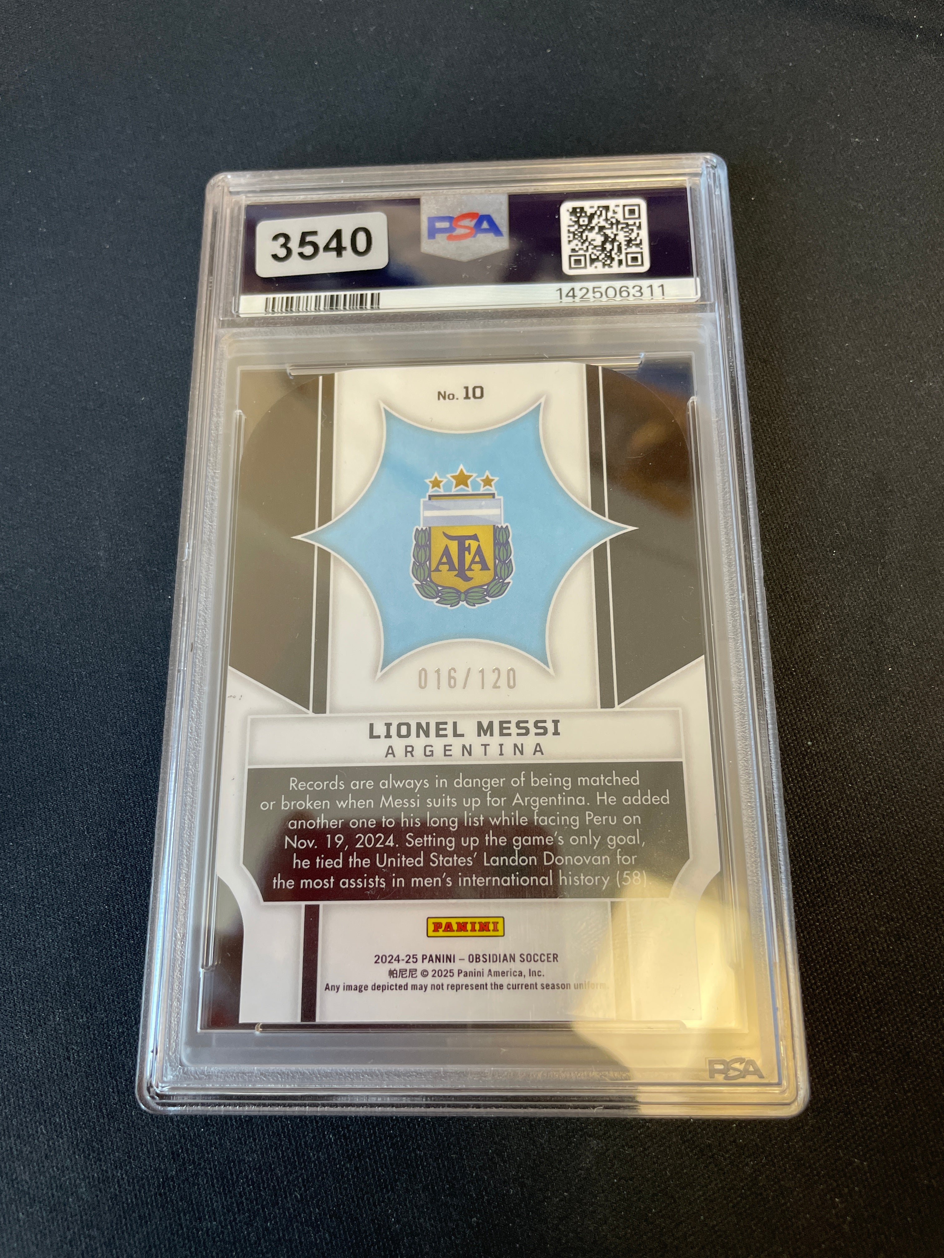 Lionel Messi PSA 10 Sueprnova Obsidian /120