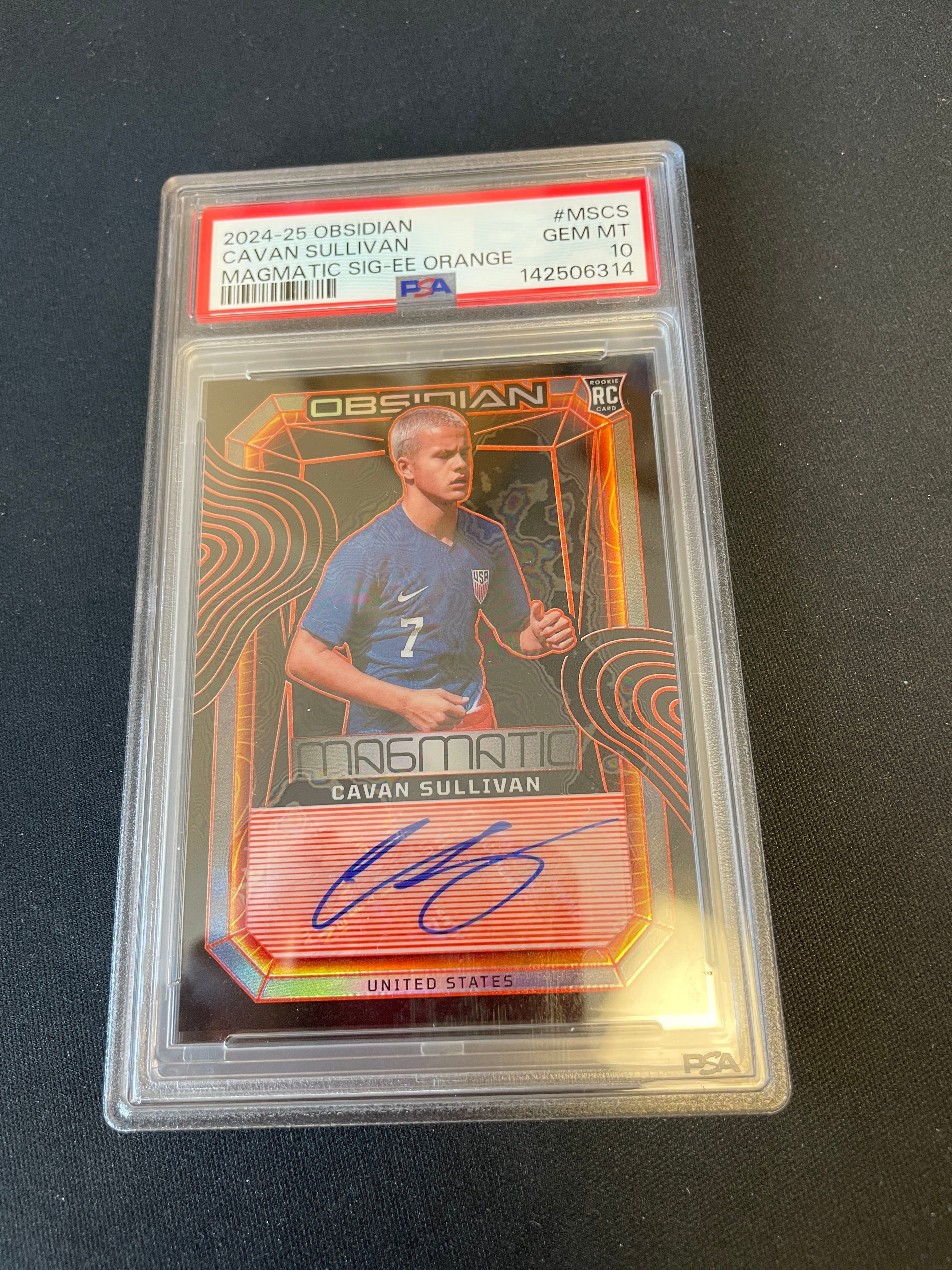 Cavan Sullivan RC /149 PSA 10 Auto Obsidian Magmatic Orange