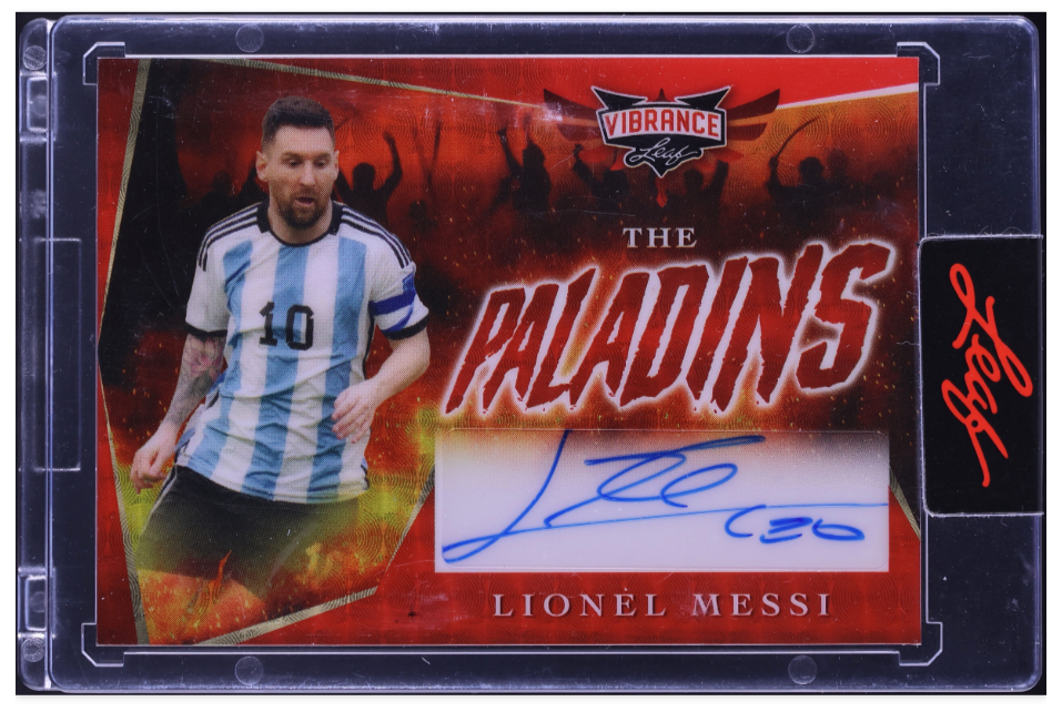 2023 Leaf Vibrance The Paladins Gold Super Prismatic Lionel Messi AUTO 1/1 #TP-LMI